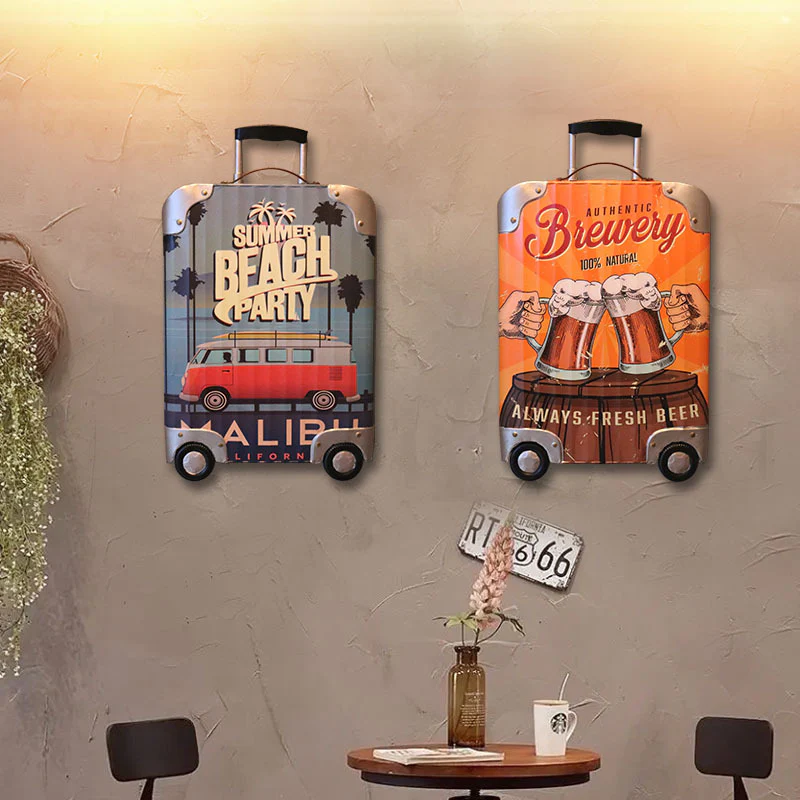 American Country Retro Iron Three-Dimensional Suitcase Decorative Wall Hanging