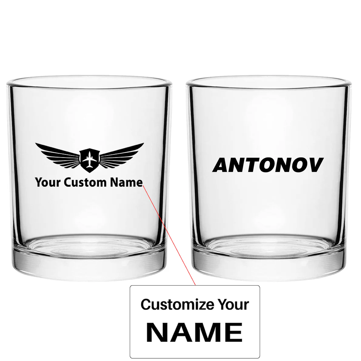 Antonov & Text Designed Special Whiskey Glasses