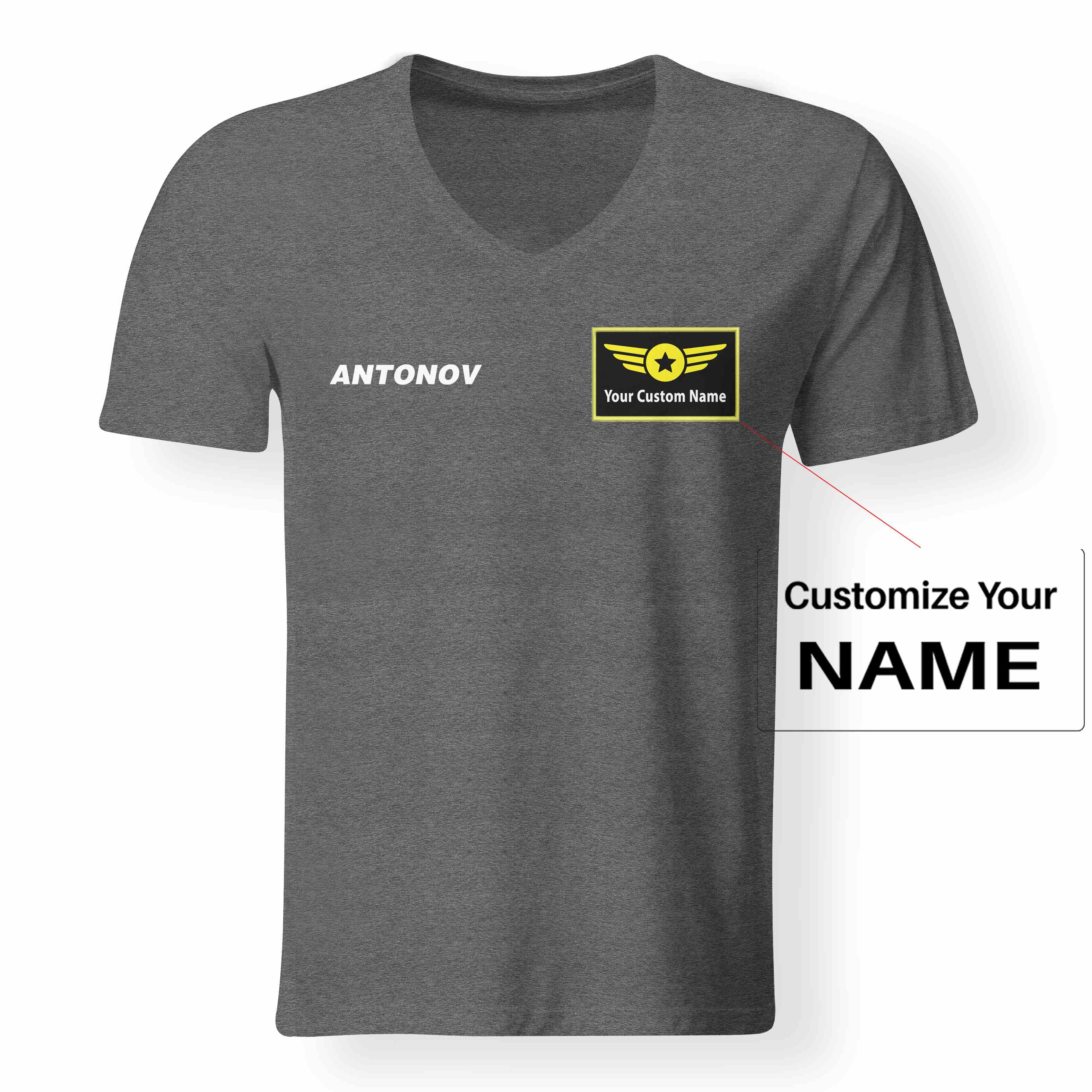 Antonov & Text Designed V-Neck T-Shirts - Image 5