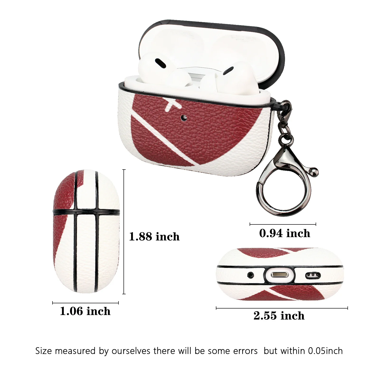 Apple AirPods Pro 1/2/3 Case: Stylish Leather Patch - Basketball, Football, Baseball & Rugby Themes - Image 11