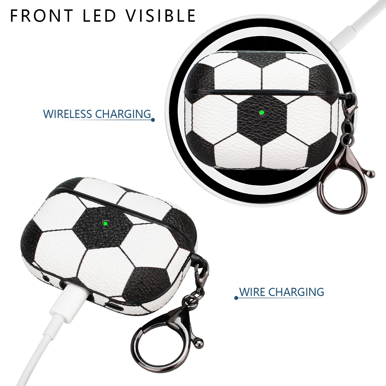 Apple AirPods Pro 1/2/3 Case: Stylish Leather Patch - Basketball, Football, Baseball & Rugby Themes - Image 12