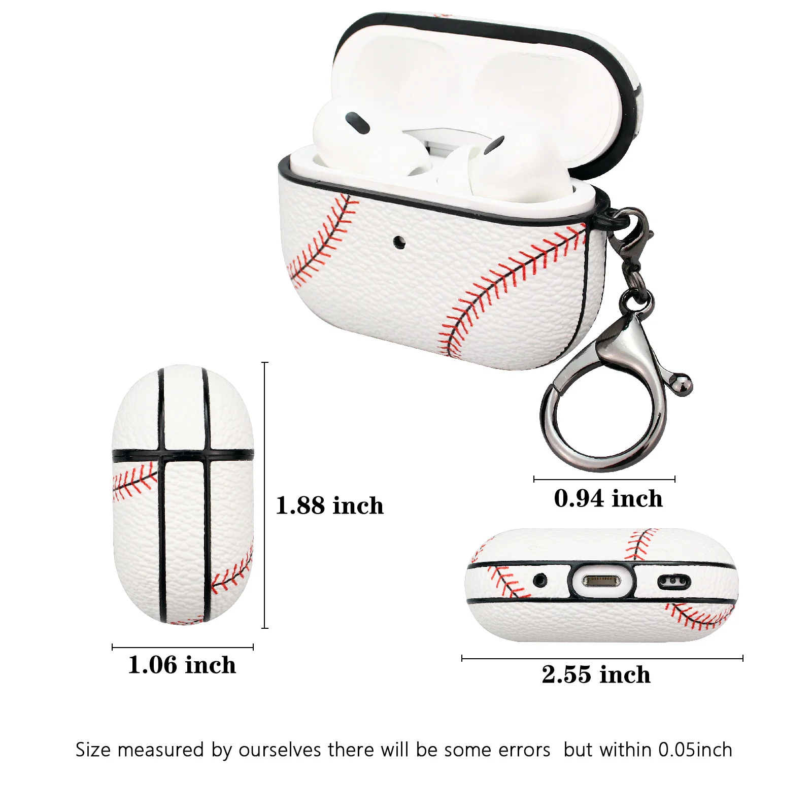 Apple AirPods Pro 1/2/3 Case: Stylish Leather Patch - Basketball, Football, Baseball & Rugby Themes - Image 6