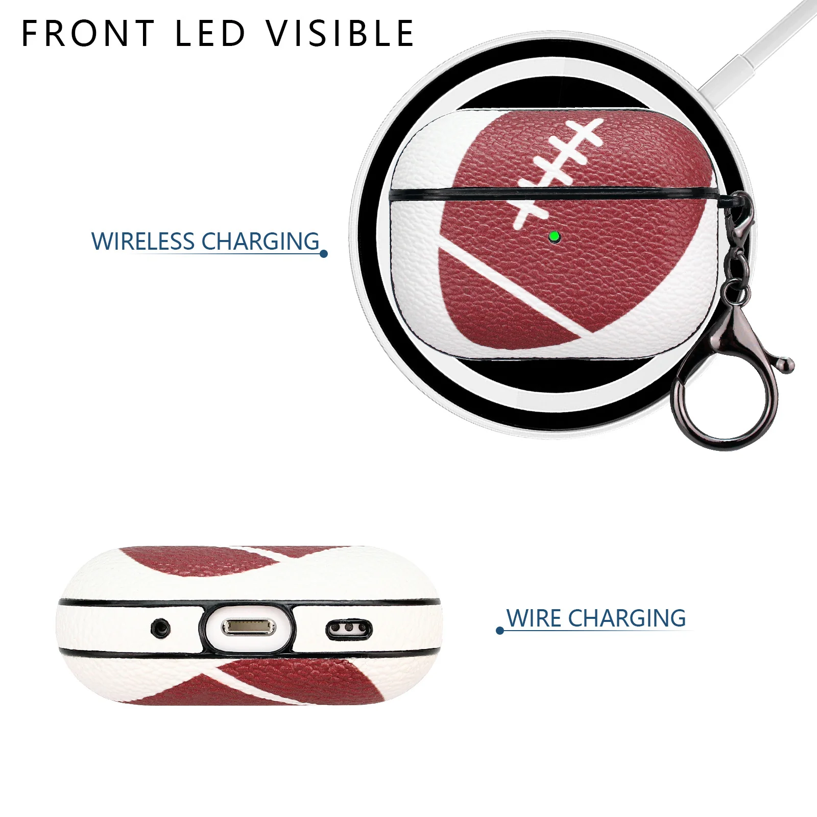 Apple AirPods Pro 1/2/3 Case: Stylish Leather Patch - Basketball, Football, Baseball & Rugby Themes - Image 7