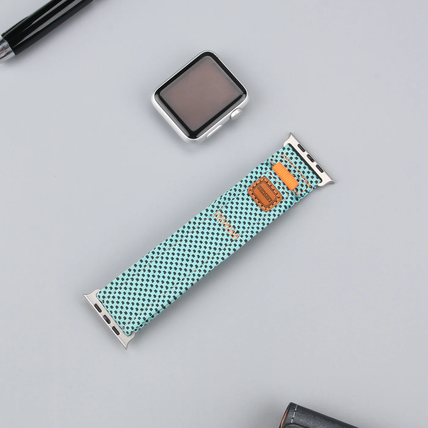 Apple IWatch  Compatible Woven Nylon Denim Canvas Magic Tape Watchband Adjustable Strap - Image 17