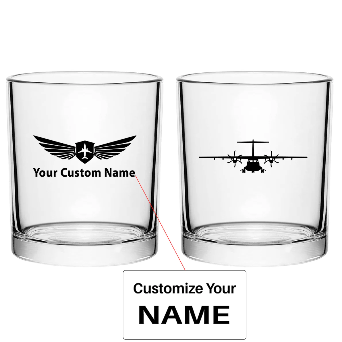 ATR-72 Silhouette Designed Special Whiskey Glasses