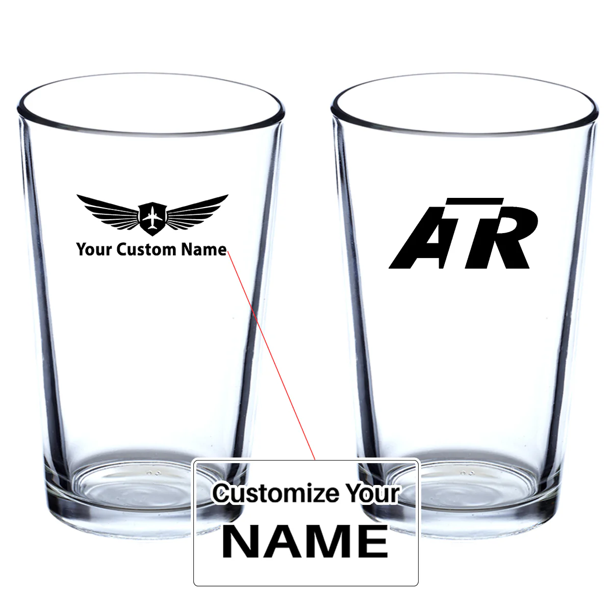 ATR & Text Designed Beer & Water Glasses