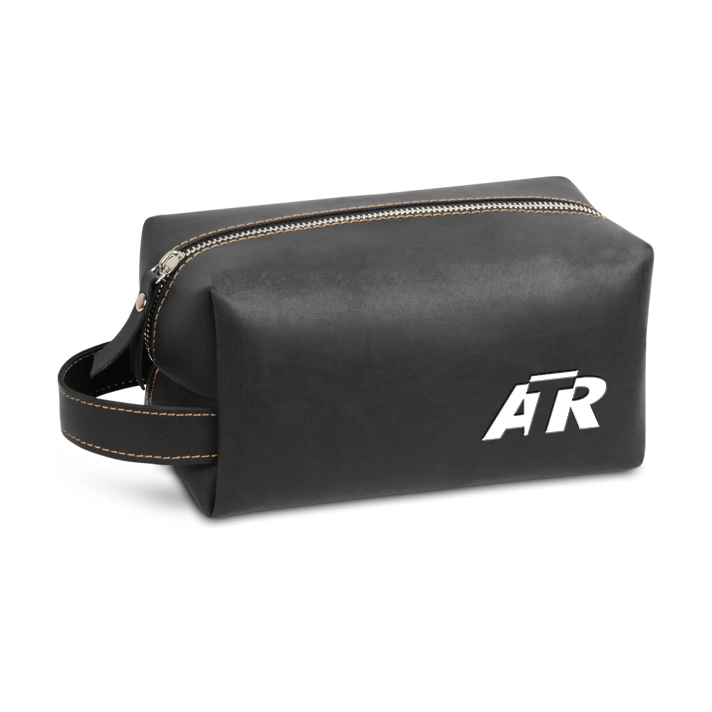 ATR & Text Designed Leather Clutch Toiletry Bag - Image 2