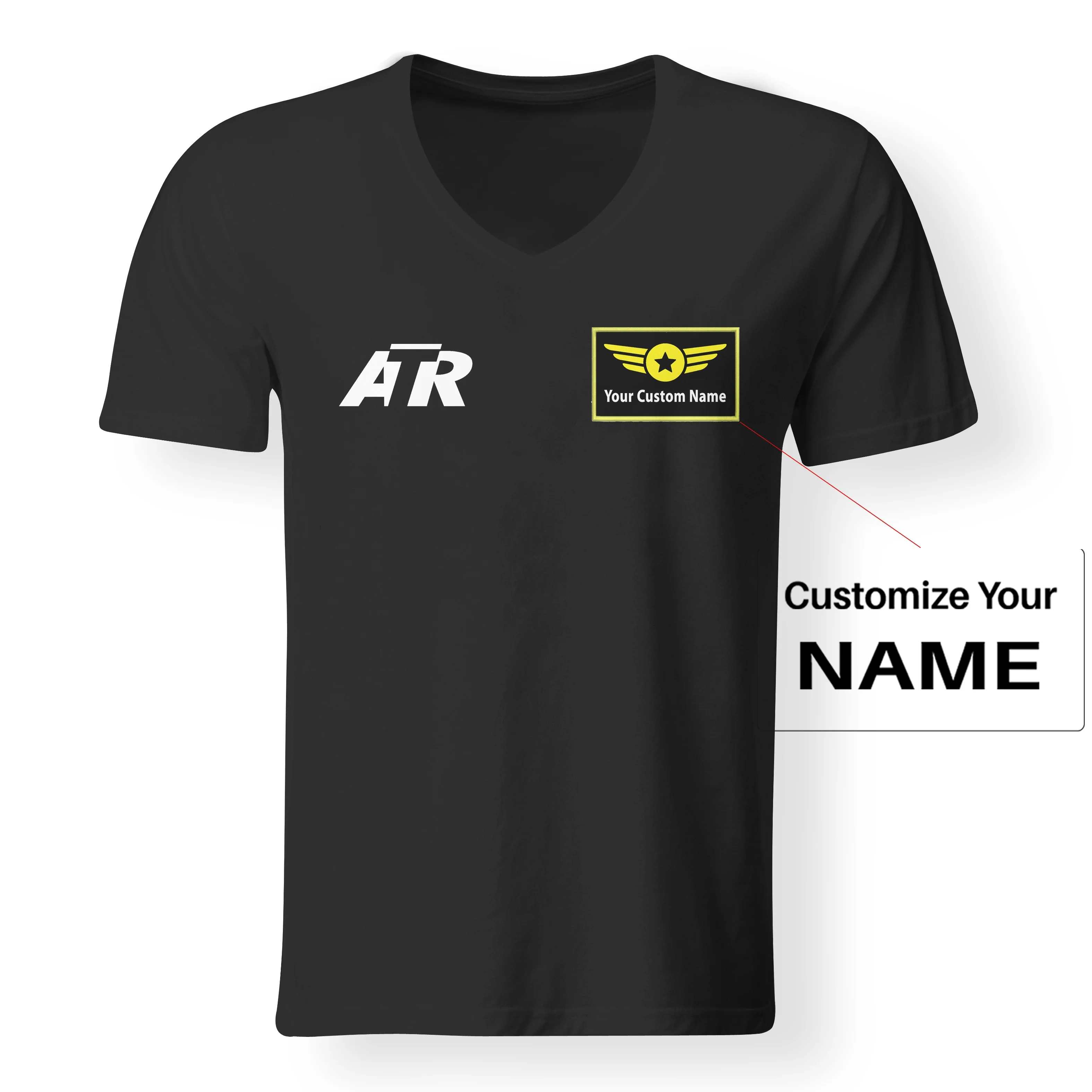 ATR & Text Designed V-Neck T-Shirts