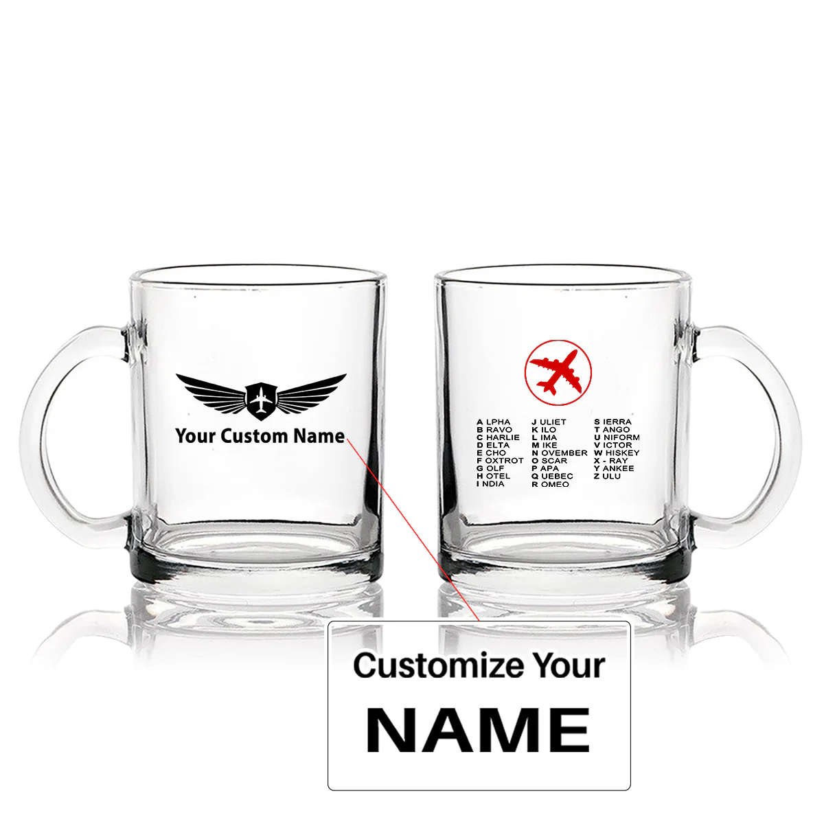 Aviation Alphabet 2 Designed Coffee & Tea Glasses