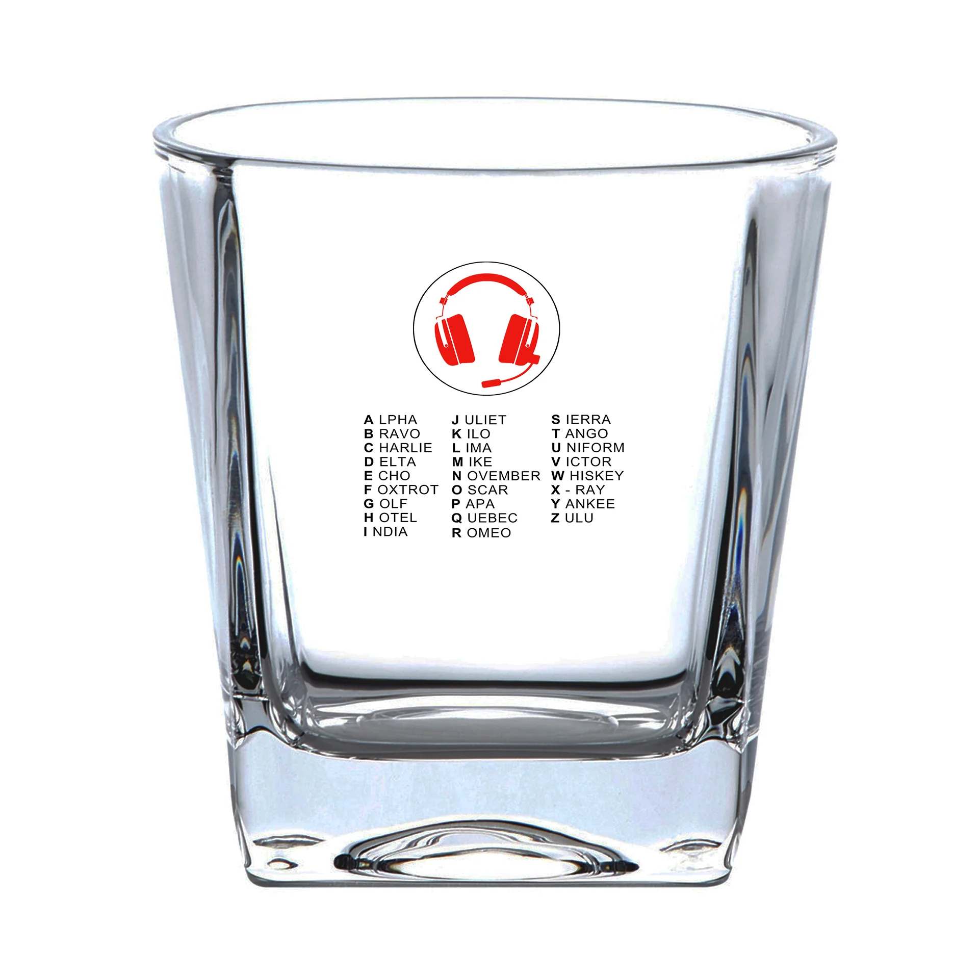 Aviation Alphabet 3 Designed Whiskey Glass - Image 2