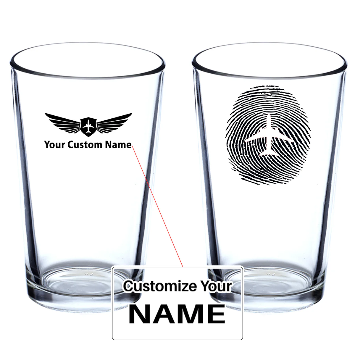 Aviation Finger Print Designed Beer & Water Glasses