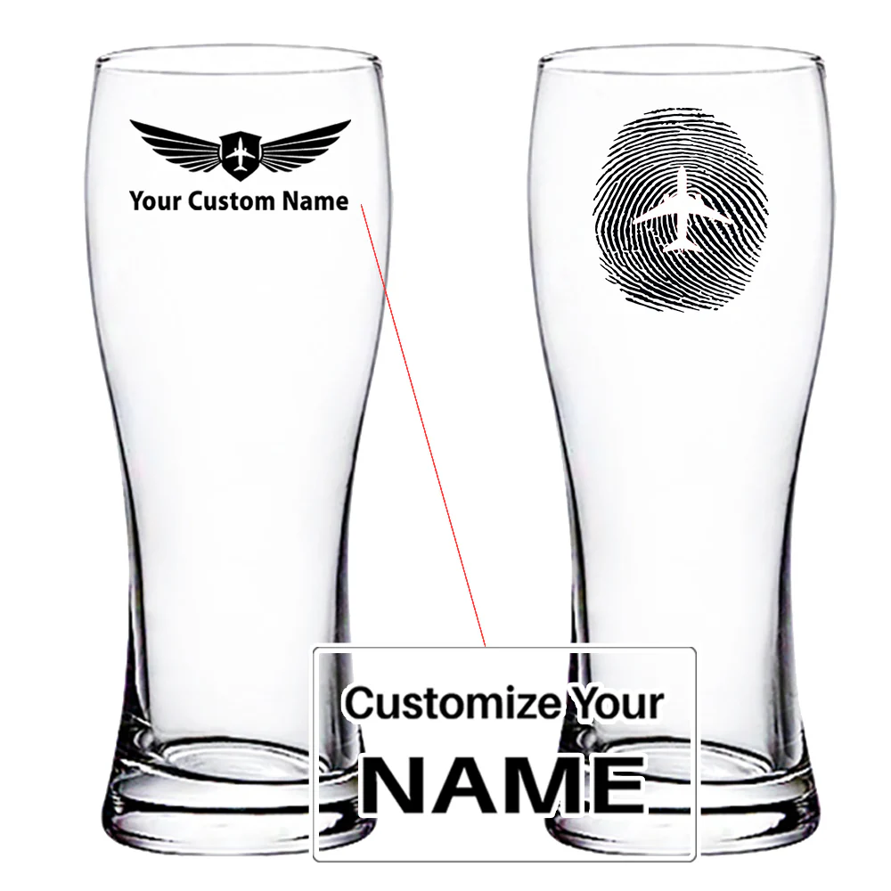 Aviation Finger Print Designed Pilsner Beer Glasses