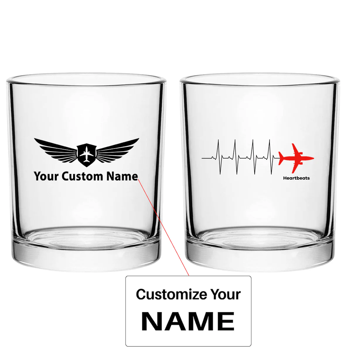 Aviation Heartbeats Designed Special Whiskey Glasses
