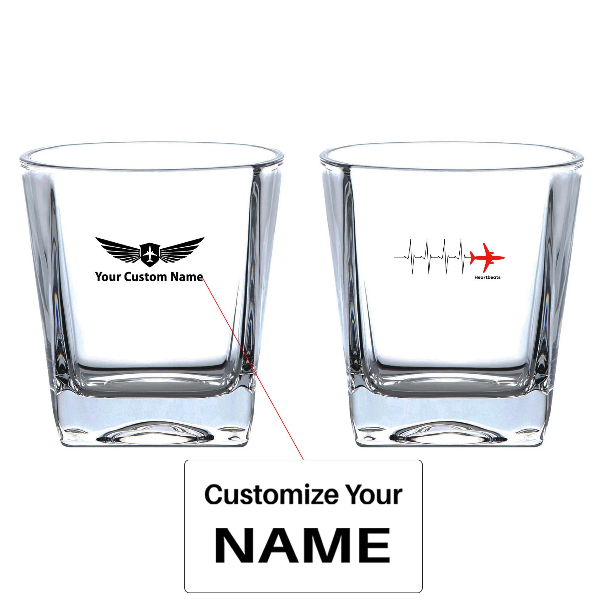 Aviation Heartbeats Designed Whiskey Glass