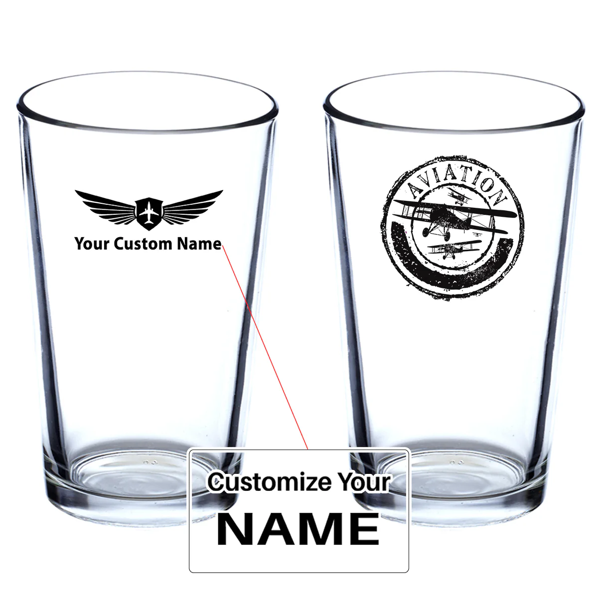 Aviation Lovers Designed Beer & Water Glasses
