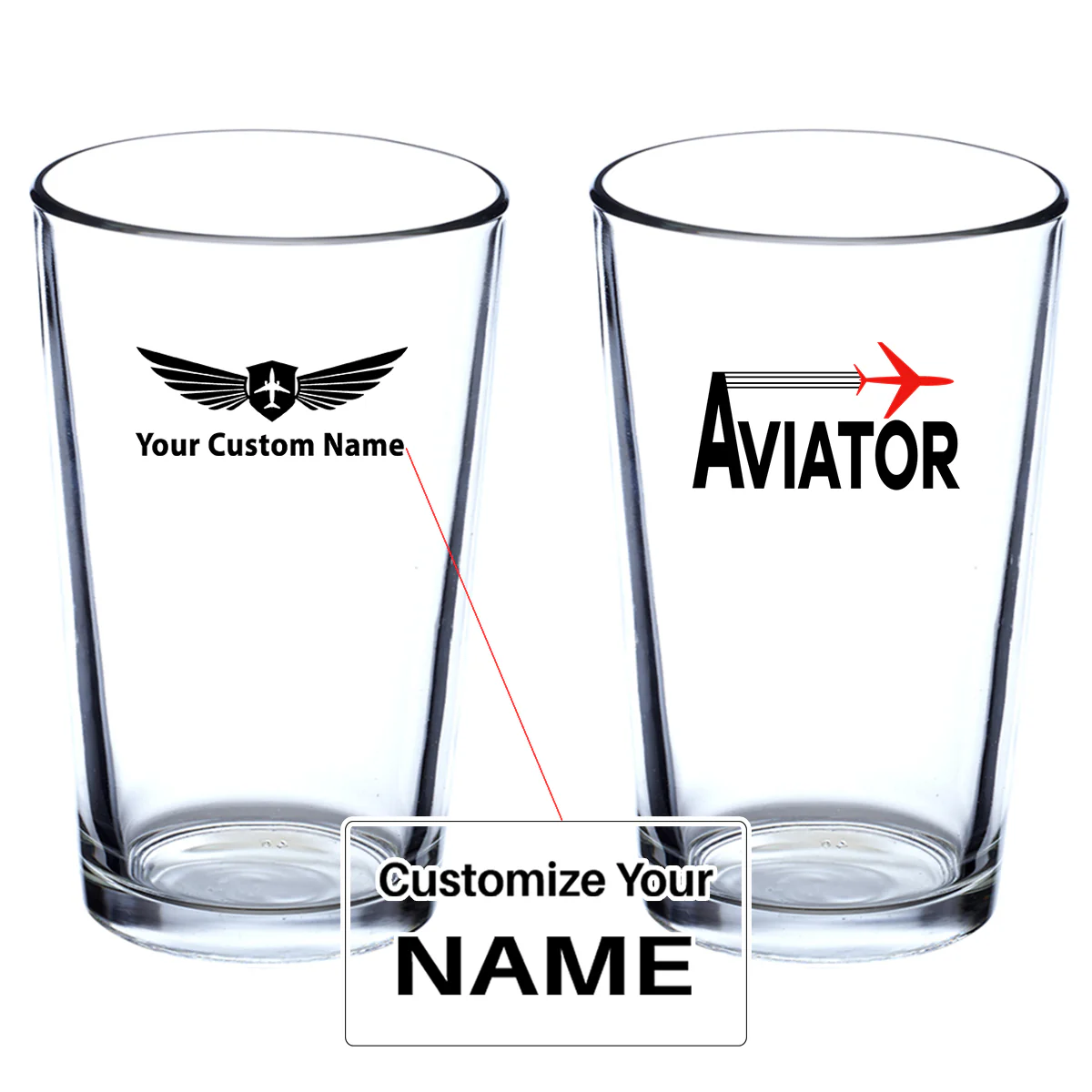 Aviator Designed Beer & Water Glasses