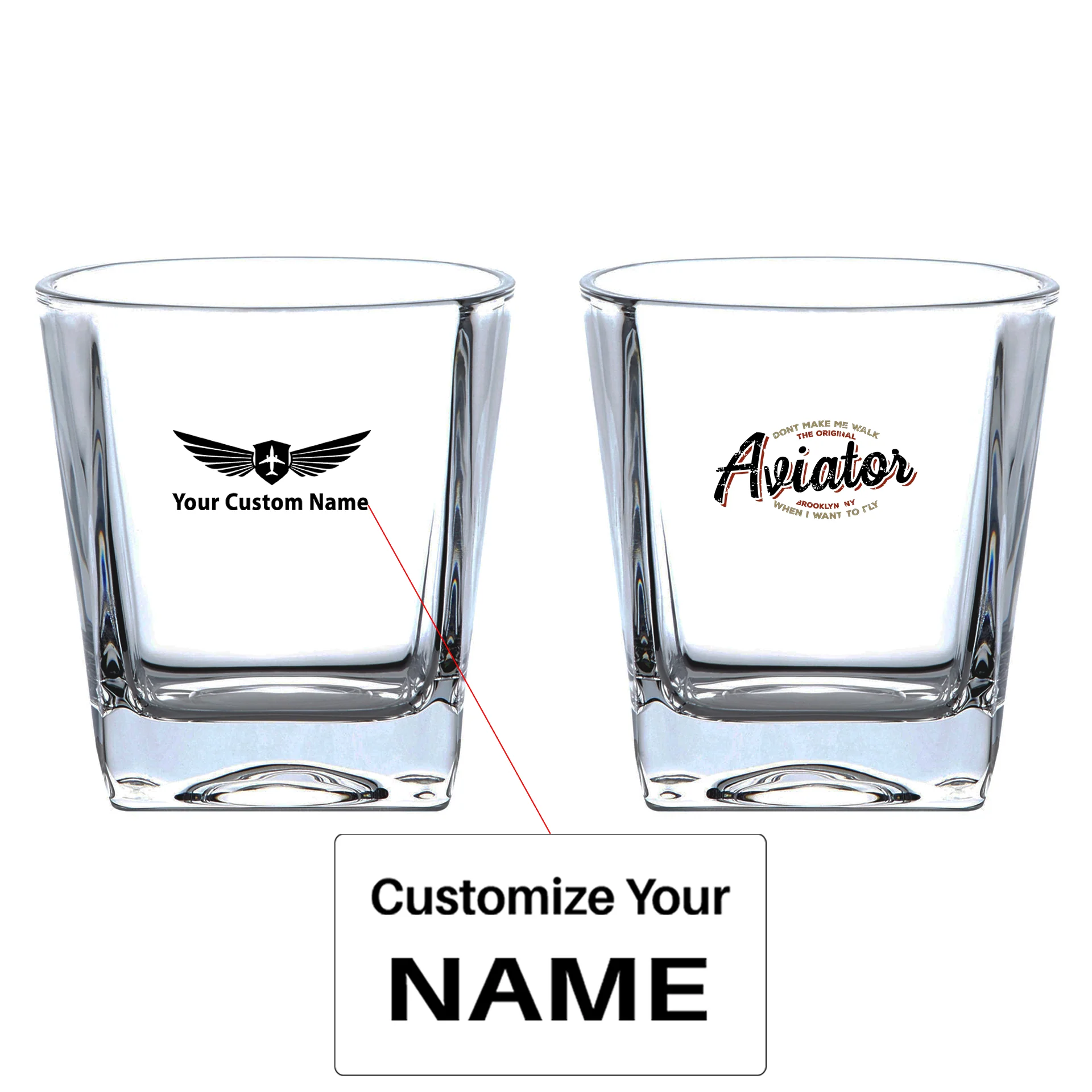 Aviator - Dont Make Me Walk Designed Whiskey Glass