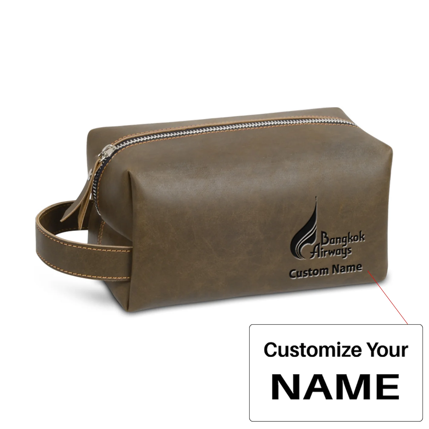Bangkok Airways Airlines Designed Leather Clutch Toiletry Bag - Image 5