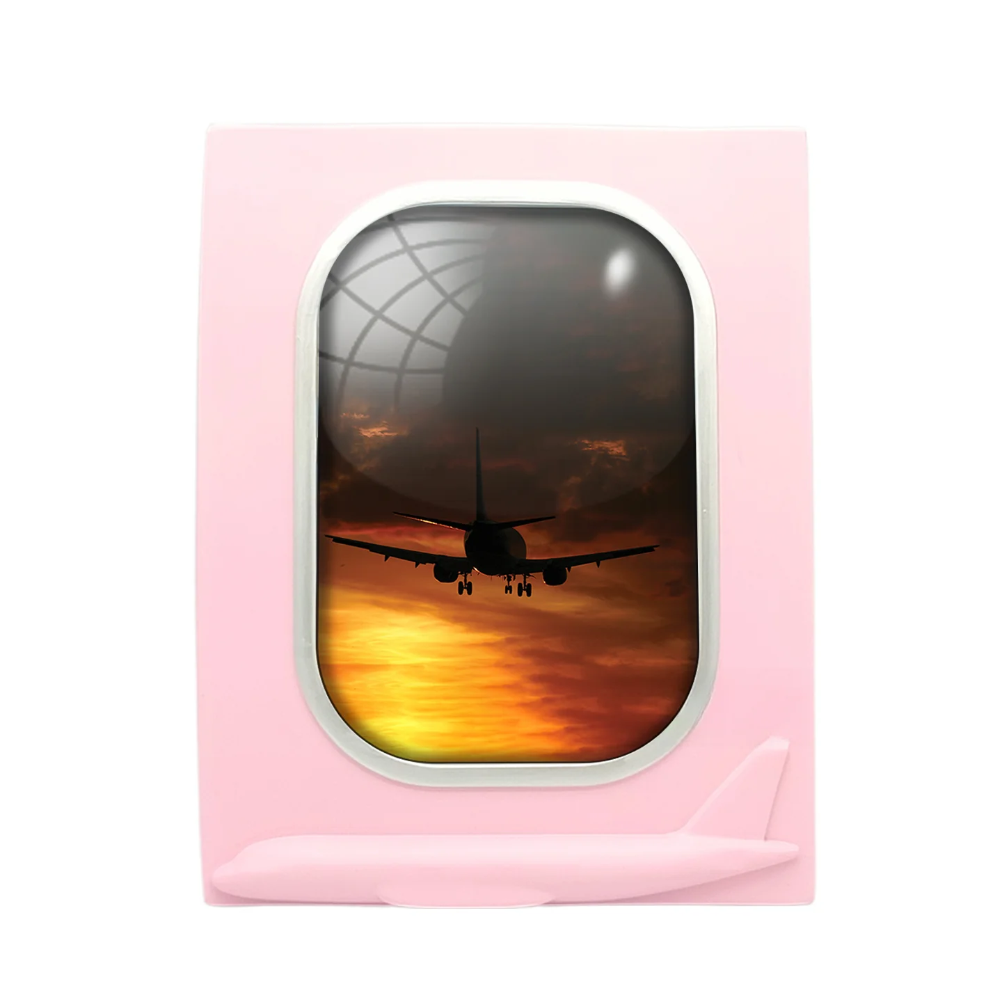 Beautiful Aircraft Landing at Sunset Designed Airplane Window Photo Frame - Image 3