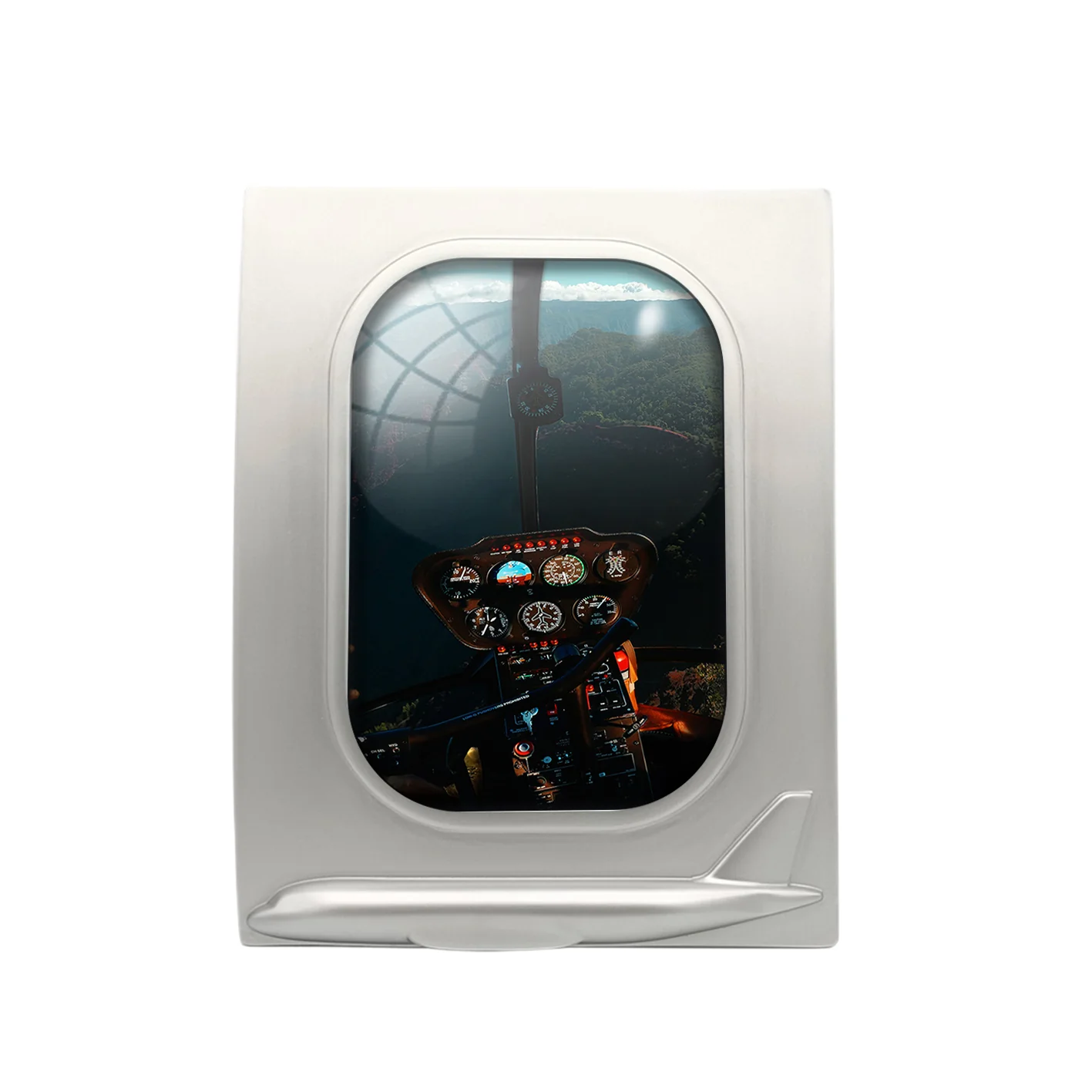 Beautiful Scenary Through Helicopter Cockpit Designed Airplane Window Photo Frame - Image 2