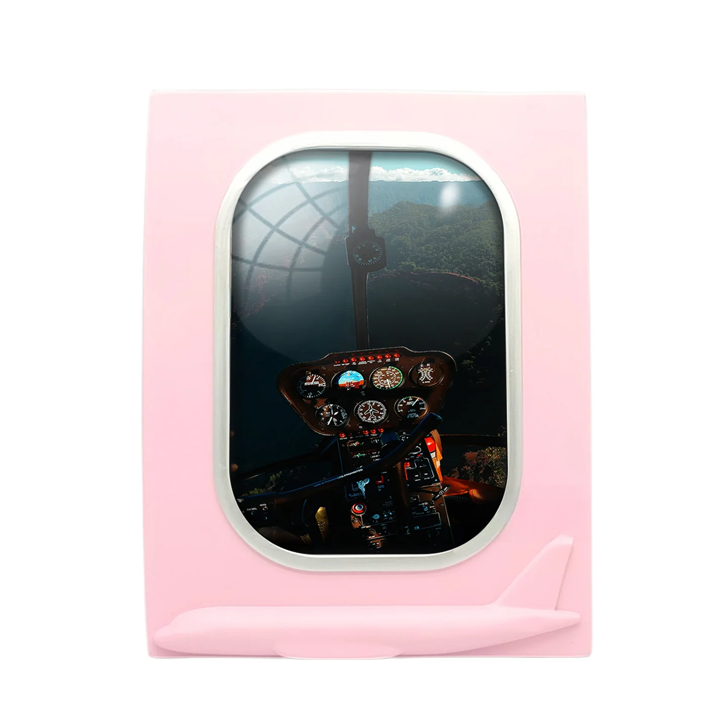 Beautiful Scenary Through Helicopter Cockpit Designed Airplane Window Photo Frame - Image 3