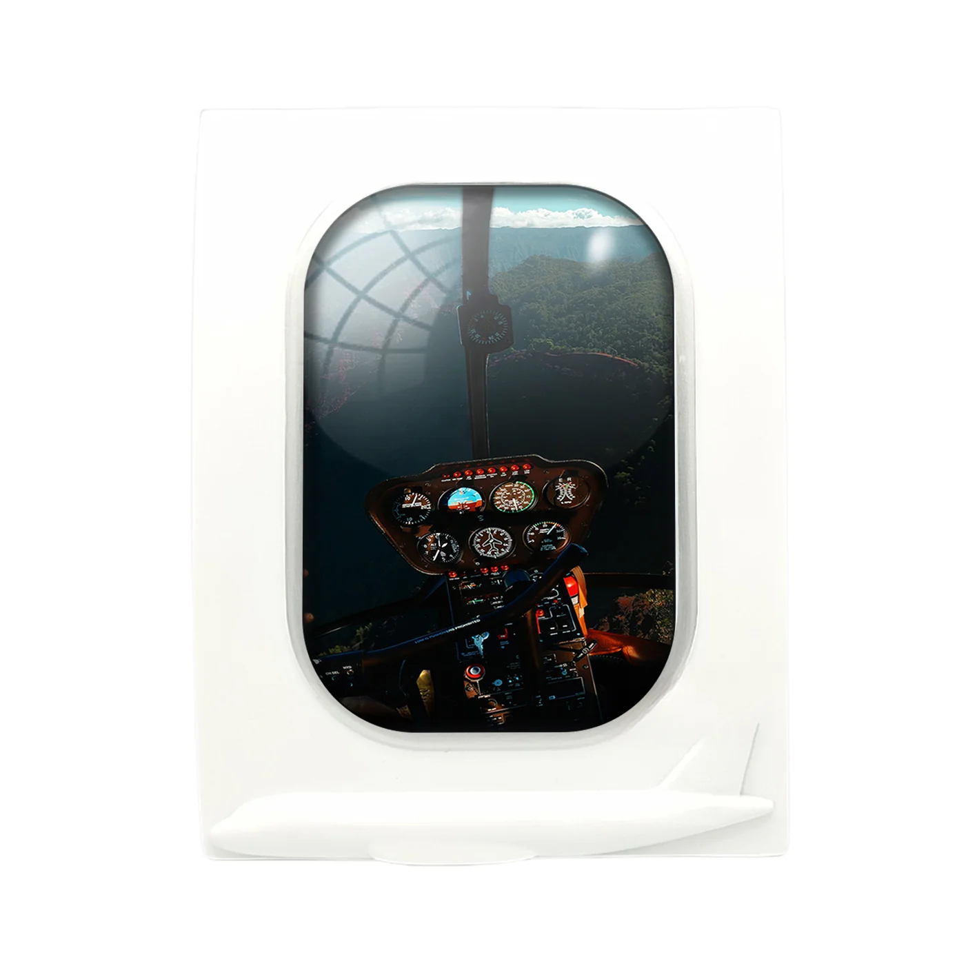 Beautiful Scenary Through Helicopter Cockpit Designed Airplane Window Photo Frame - Image 4