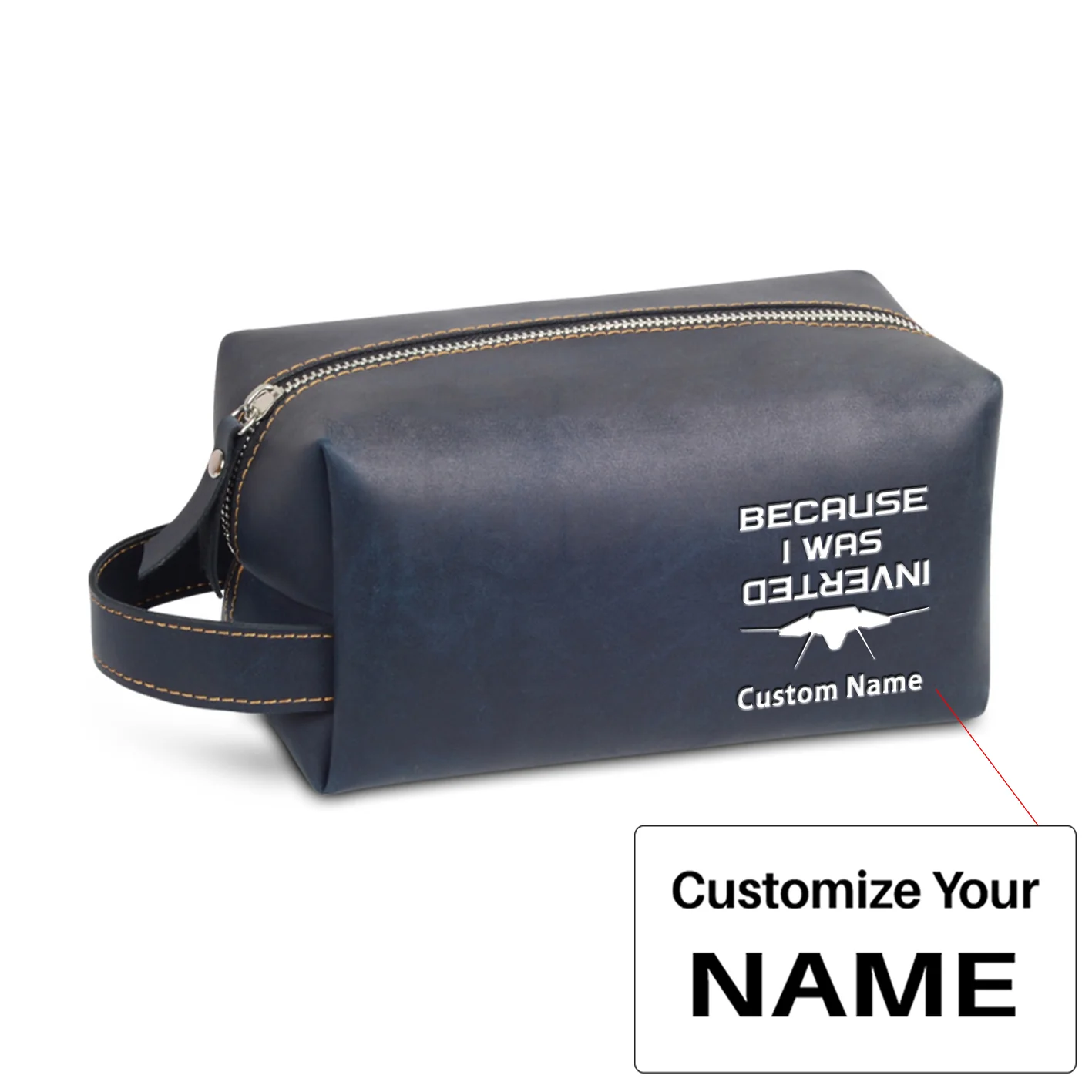 Because I was Inverted Designed Leather Clutch Toiletry Bag - Image 3