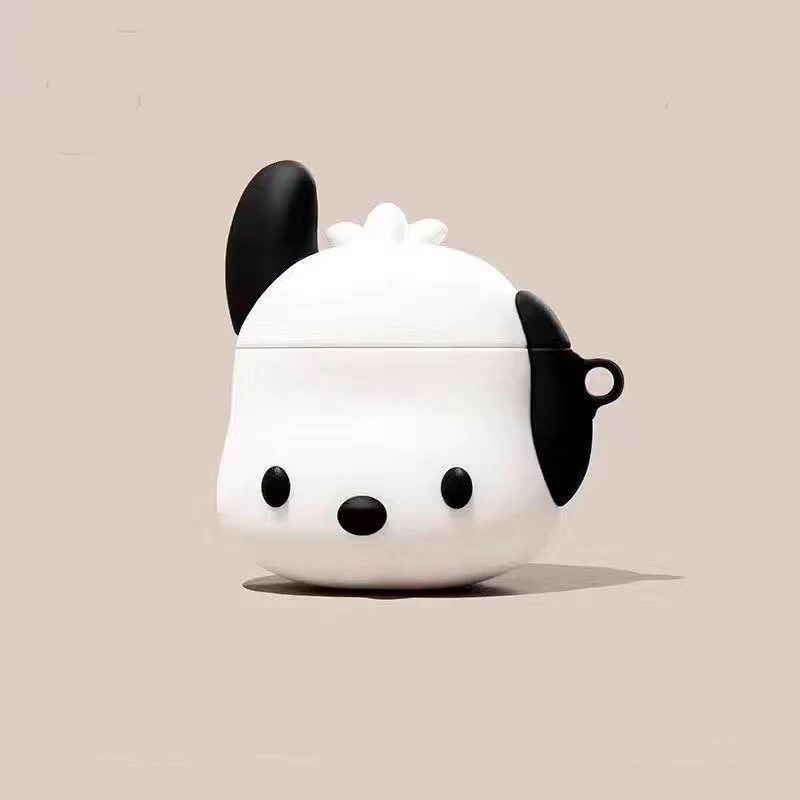 Black and White Dog Designed AirPods Protective Cover: Cute Cartoon Silicone Soft Shell