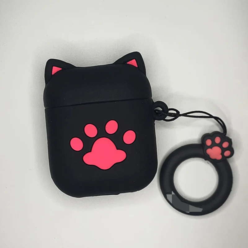 Black cat paws Designed AirPods Protective Cover: Cute Cartoon Silicone Soft Shell