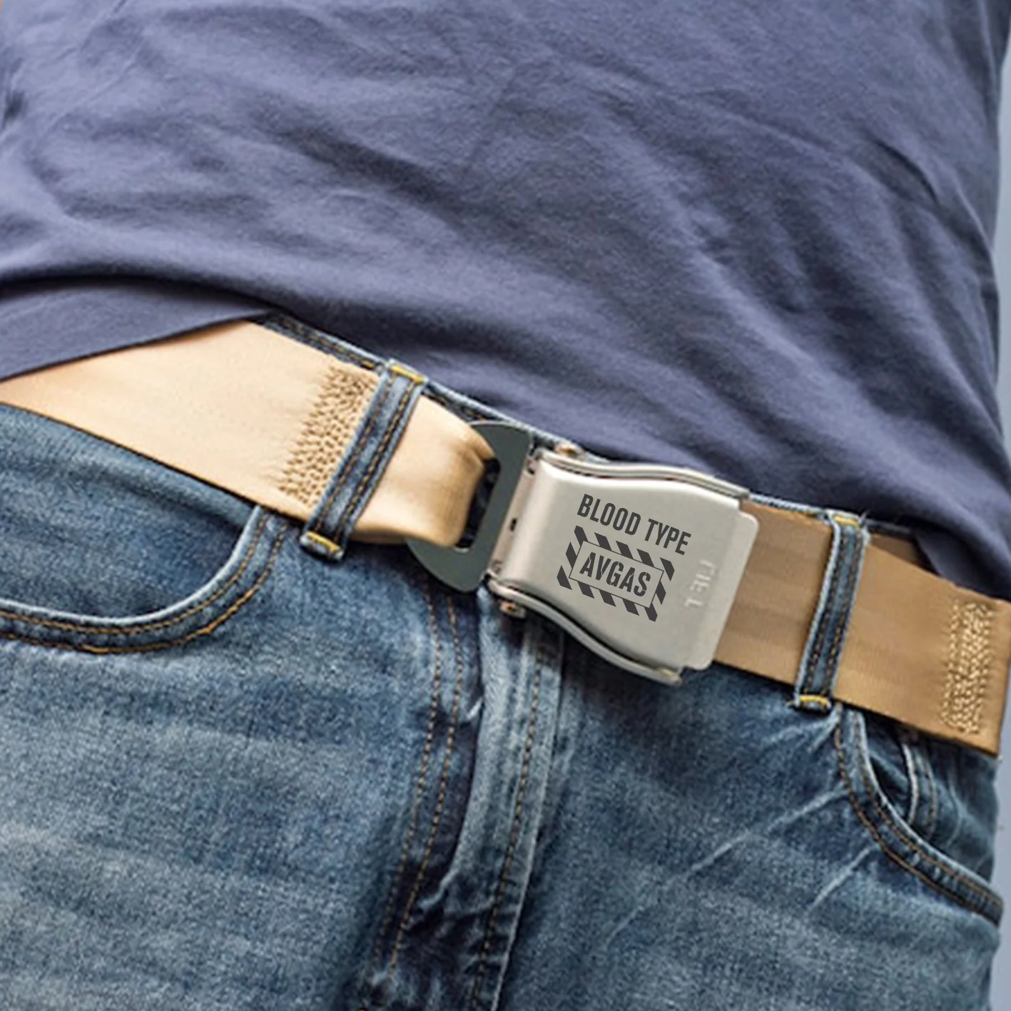 Blood Type AVGAS Designed Fashion Airplane Seat Belts