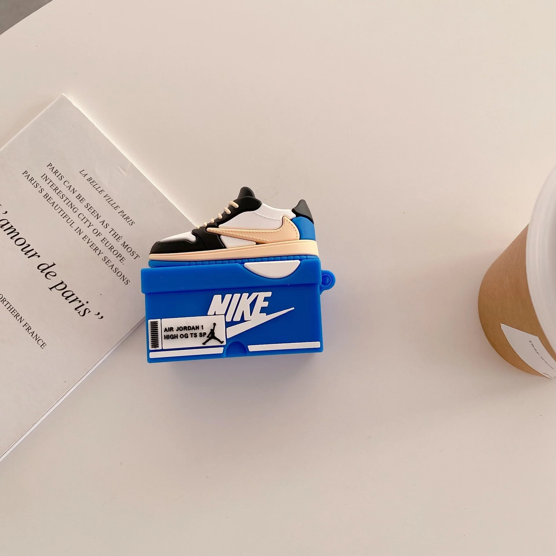 Blue and black shoes Designed AirPods Protective Cover: Cute Cartoon Silicone Soft Shell