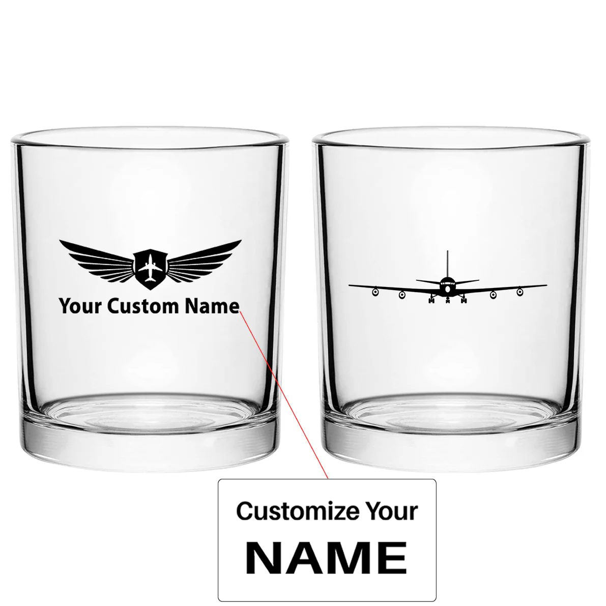 Boeing 707 Silhouette Designed Special Whiskey Glasses