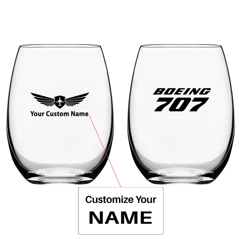 Boeing 707 & Text Designed Water & Drink Glasses