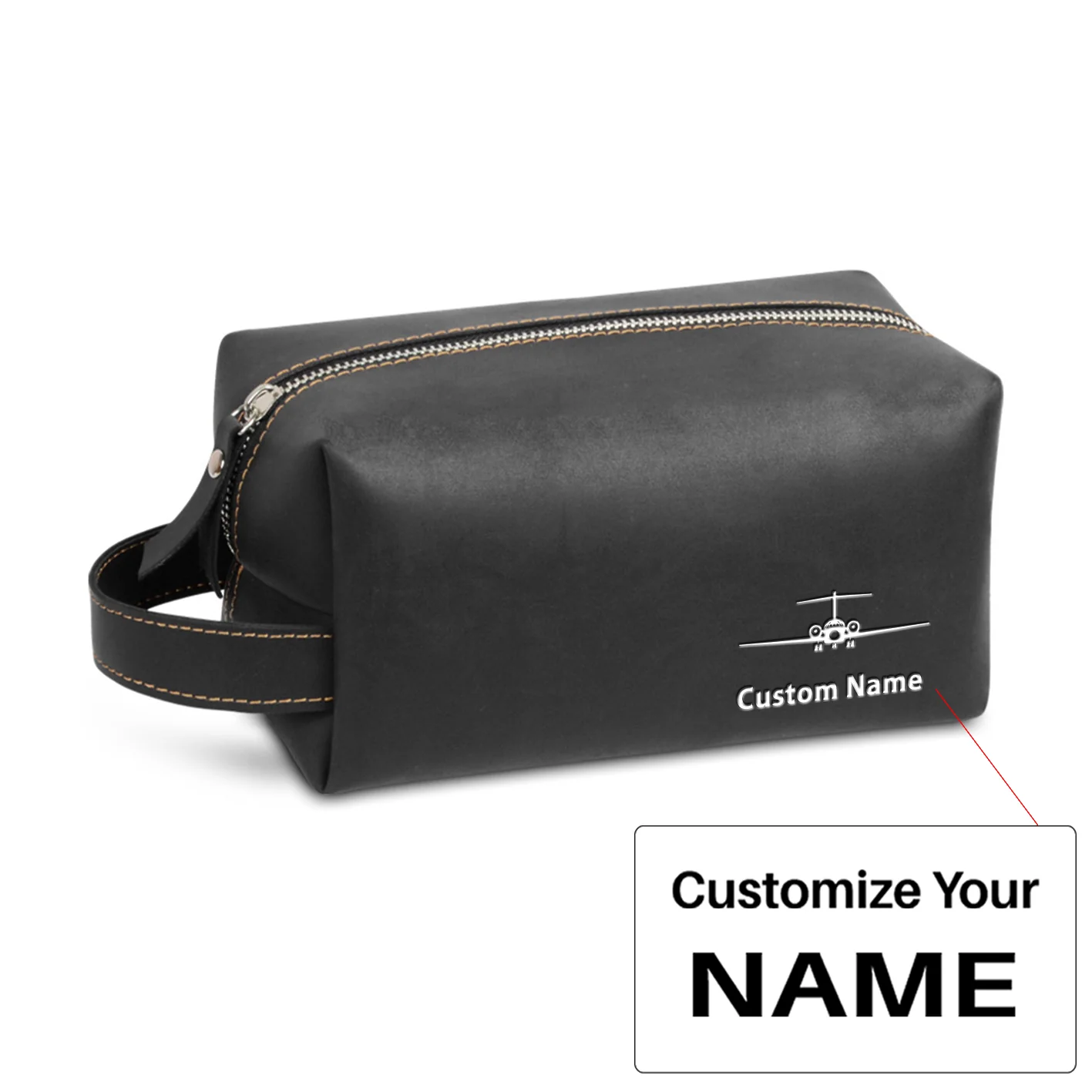 Boeing 717 Silhouette Designed Leather Clutch Toiletry Bag