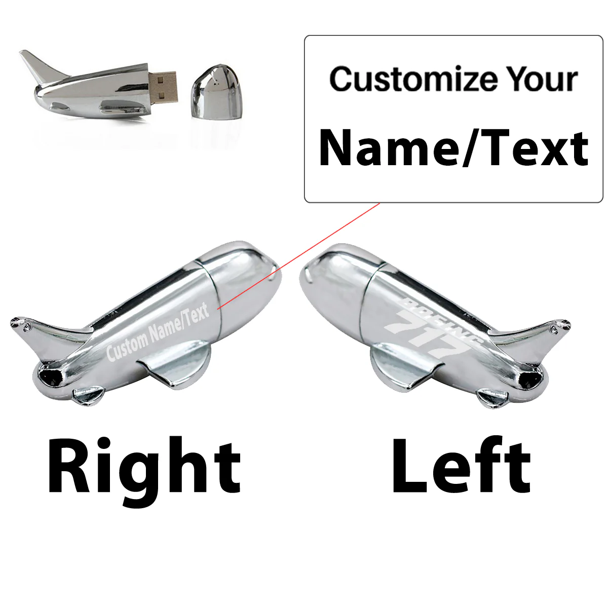 Boeing 717 & Text Designed Airplane Shape USB Drives - Image 3