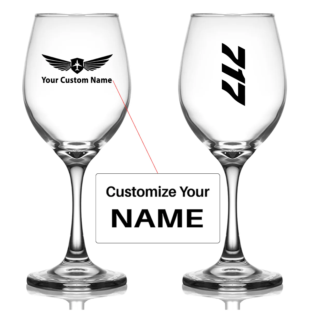 Boeing 717 Text Designed Wine Glasses
