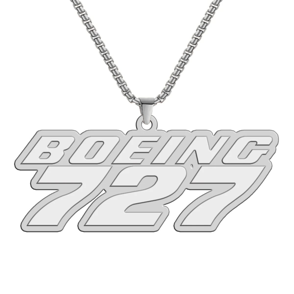 Boeing 727 & Text Designed Hollow Necklace - Image 2