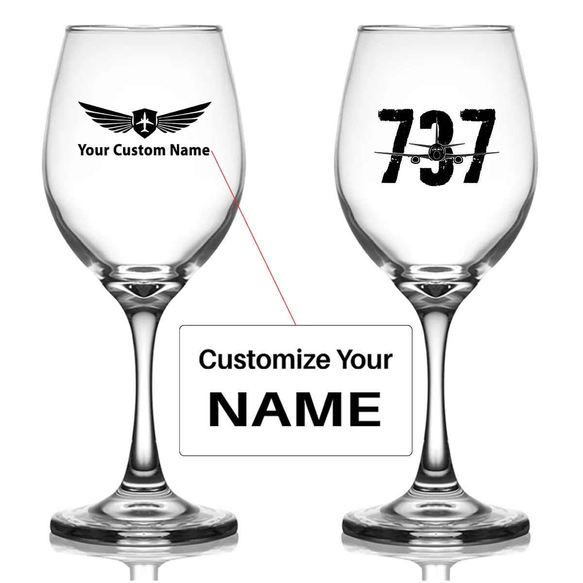 Boeing 737 Designed Designed Wine Glasses
