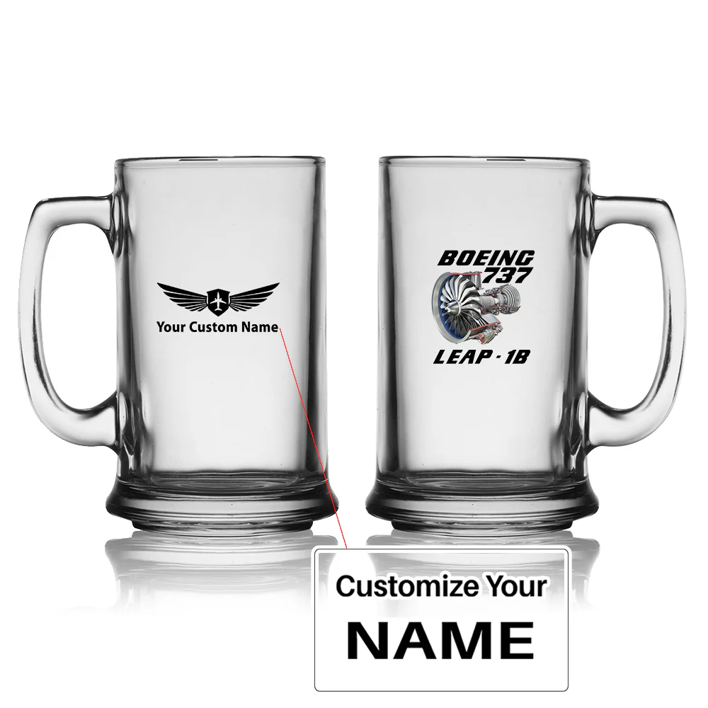 Boeing 737 & Leap 1B Designed Beer Glass with Holder
