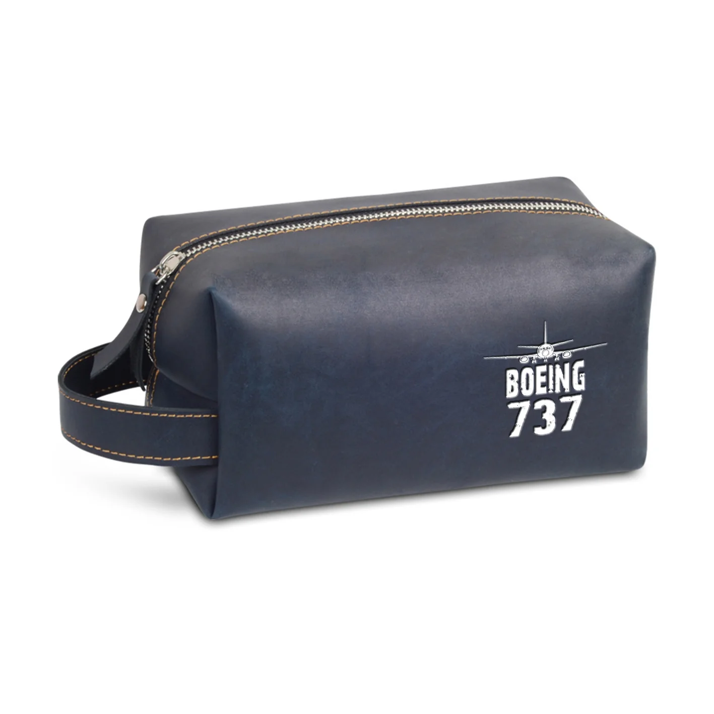 Boeing 737 & Plane Designed Leather Clutch Toiletry Bag - Image 4