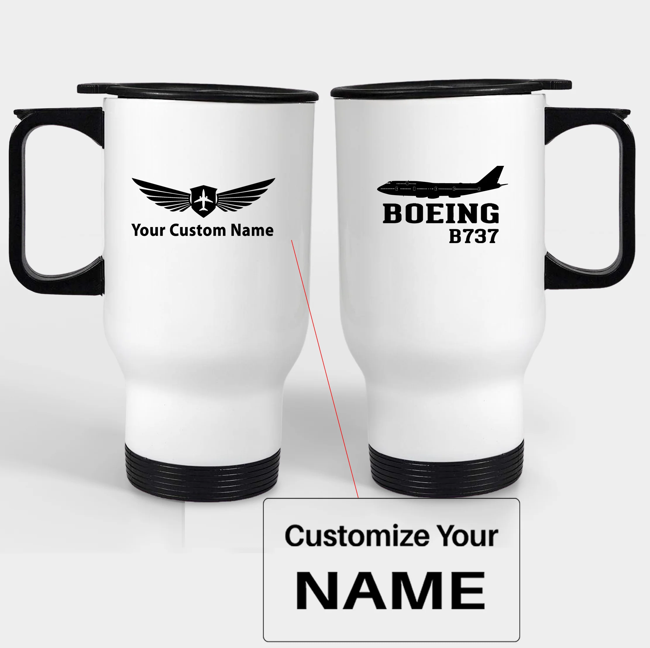Boeing 737 Printed Designed Travel Mugs (With Holder) - Image 3