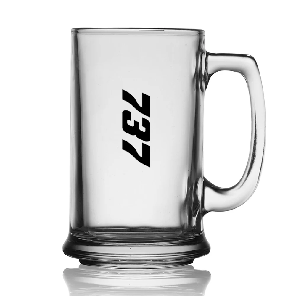 Boeing 737 Text Designed Beer Glass with Holder - Image 2