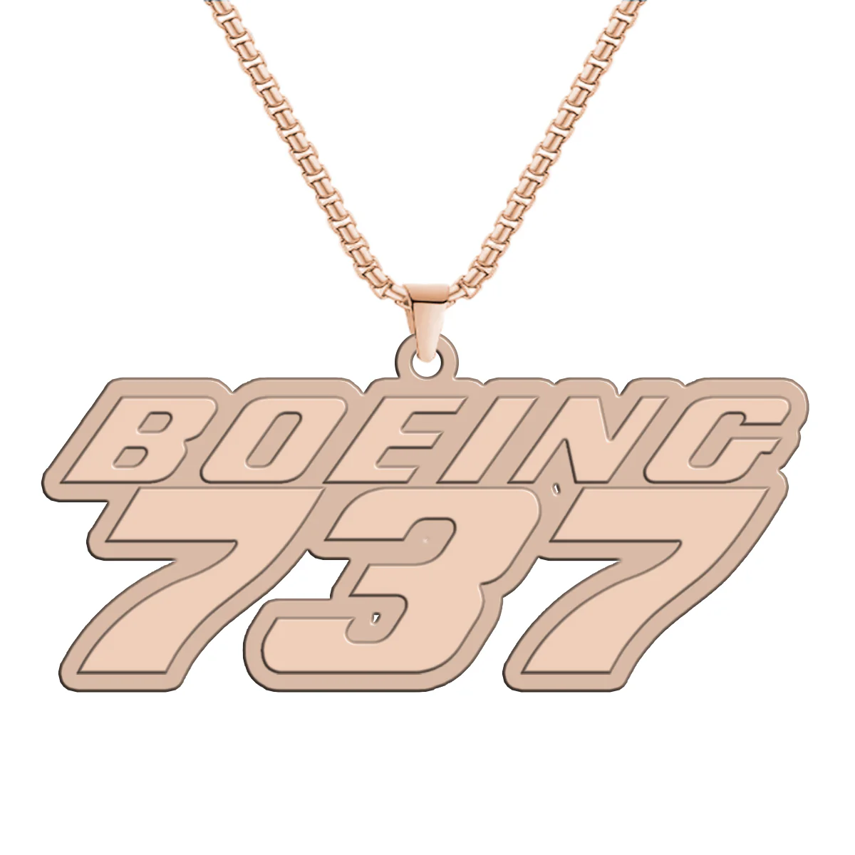 Boeing 737 & Text Designed Hollow Necklace - Image 3