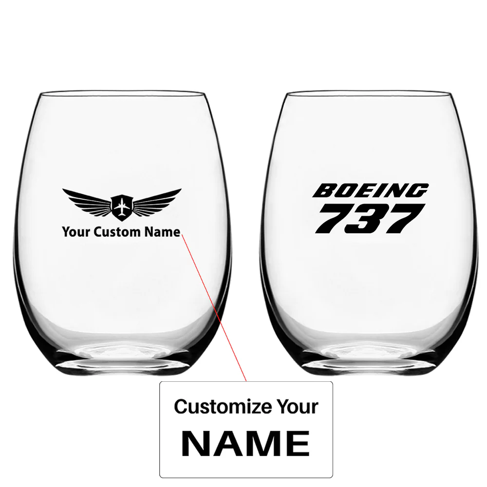 Boeing 737 & Text Designed Water & Drink Glasses