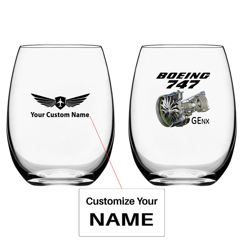 Boeing 747 & GENX Engine Designed Water & Drink Glasses