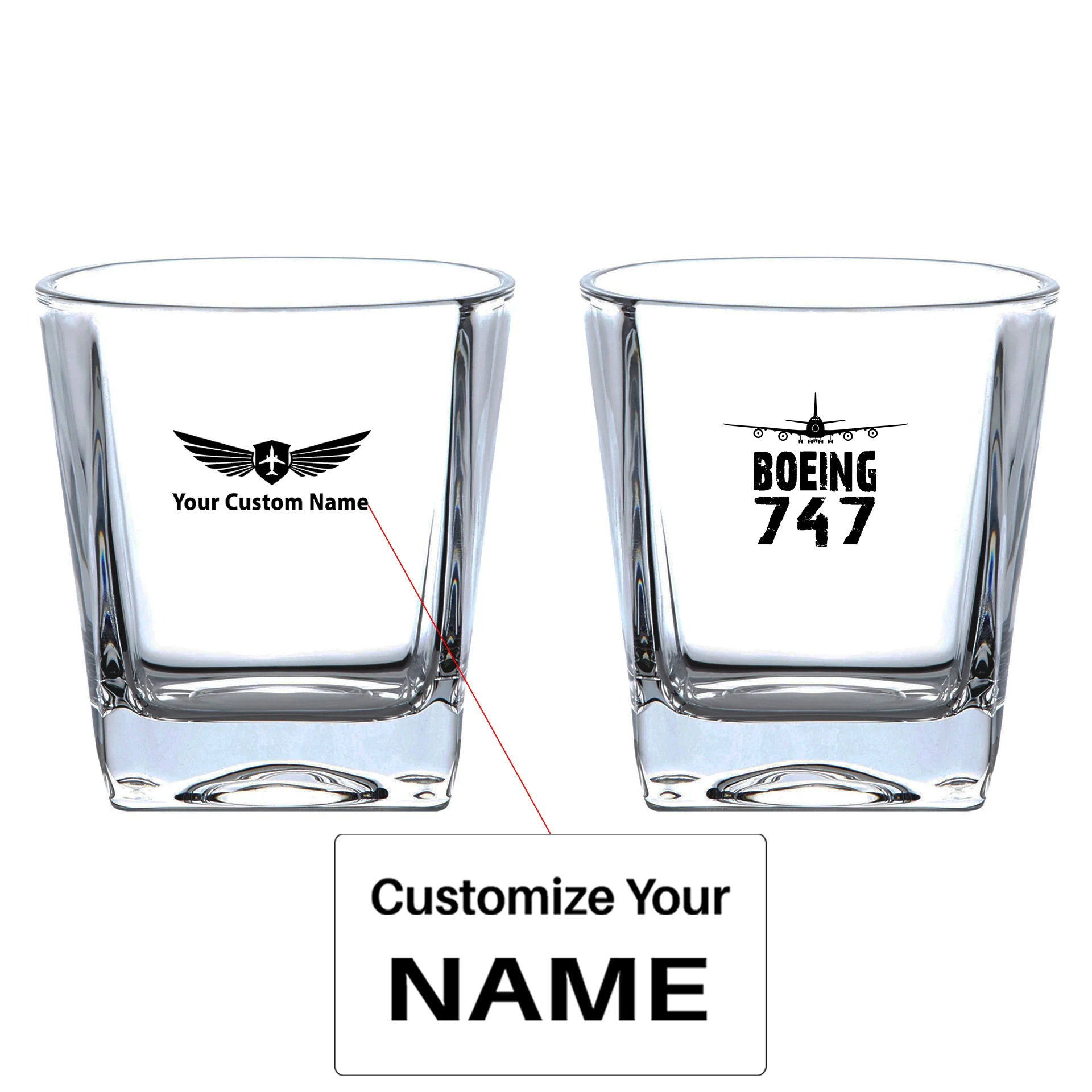 Boeing 747 & Plane Designed Whiskey Glass