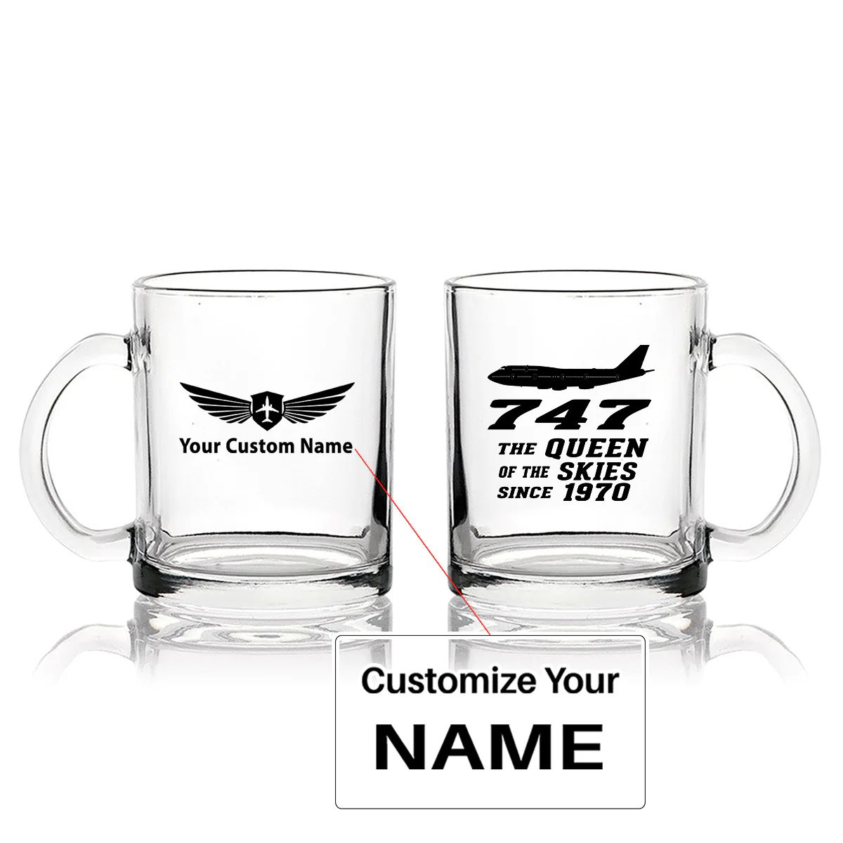 Boeing 747 - Queen of the Skies (2) Designed Coffee & Tea Glasses