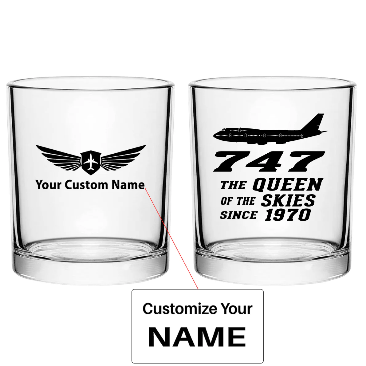 Boeing 747 - Queen of the Skies (2) Designed Special Whiskey Glasses