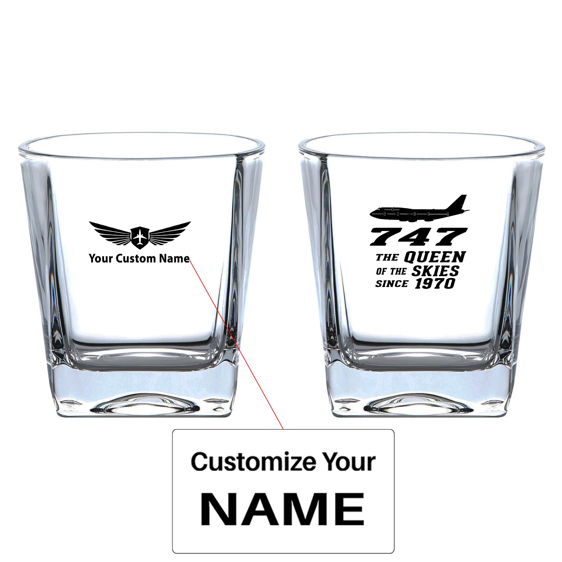 Boeing 747 - Queen of the Skies (2) Designed Whiskey Glass