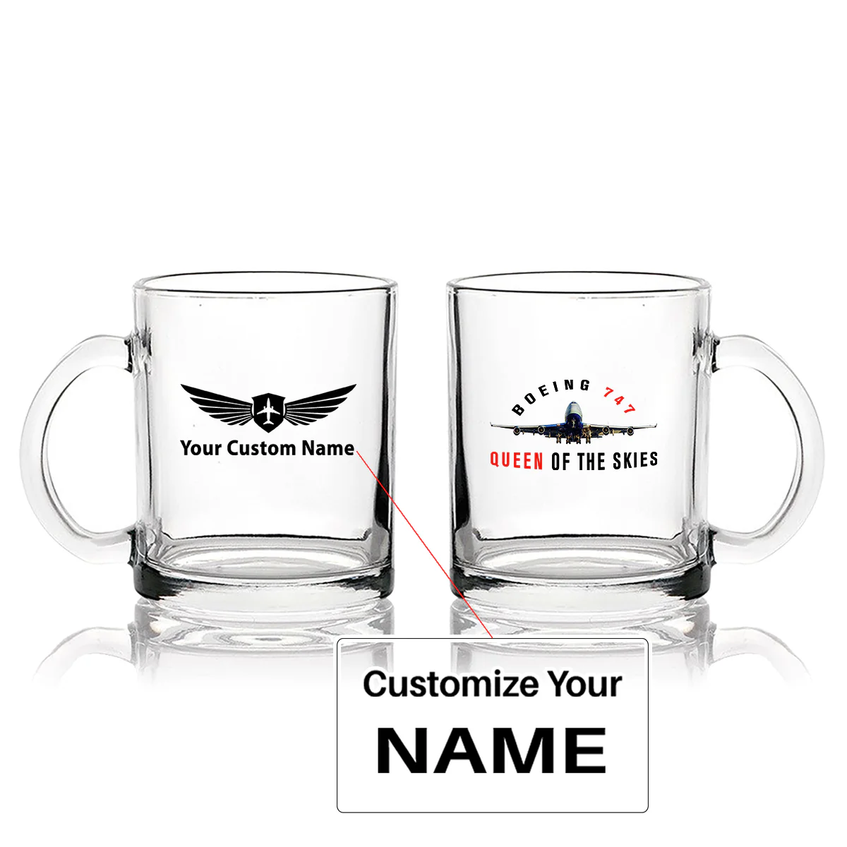 Boeing 747 Queen of the Skies Designed Coffee & Tea Glasses